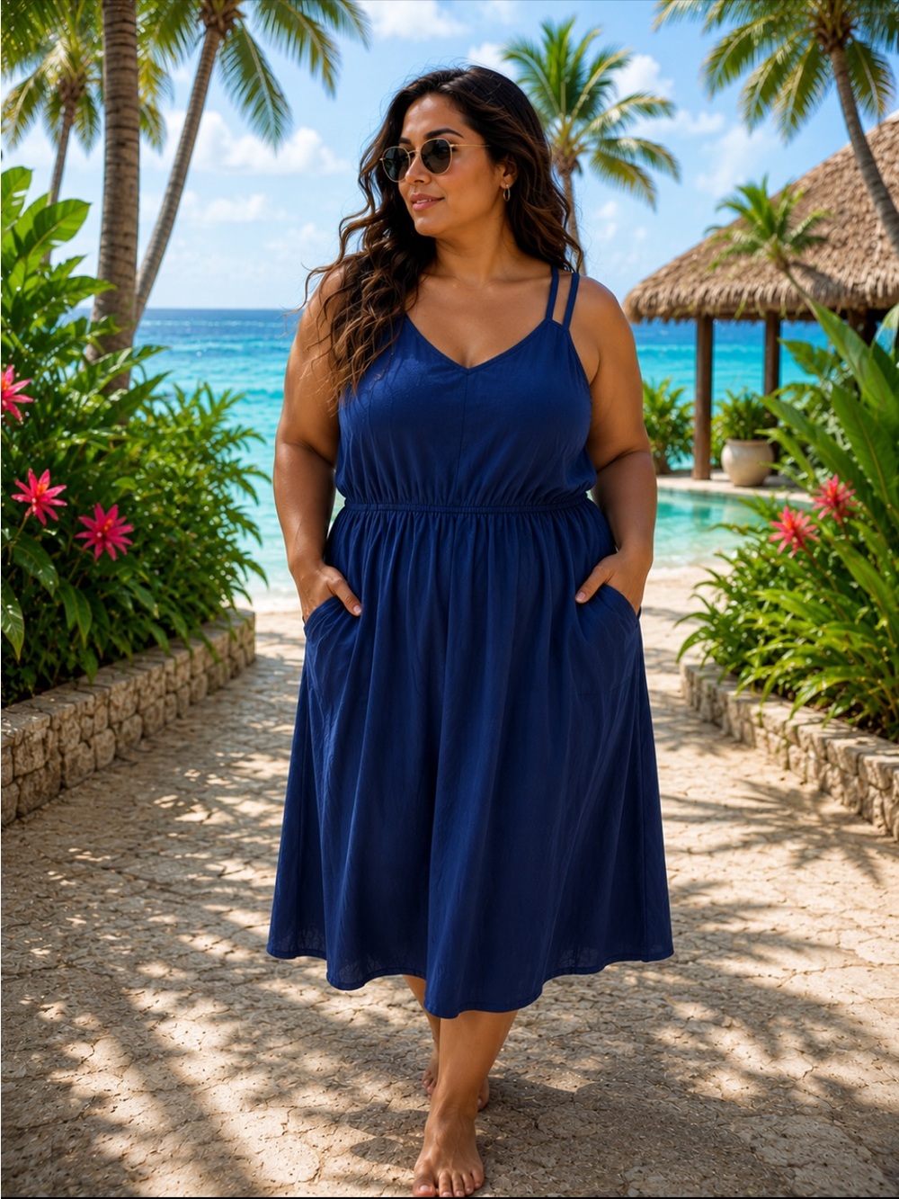 Universal Thread Navy Double-Strap Midi Sundress